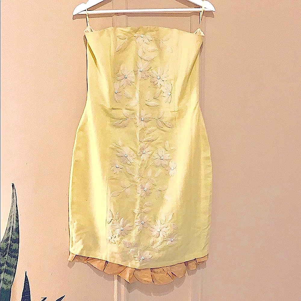 Plenty Tracy Reese Yellow Flower Embroidered Dress